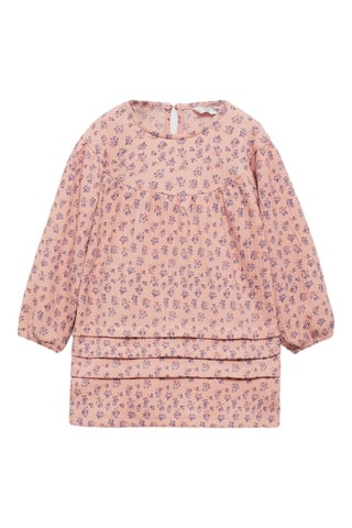 Robe tissu plissé fleurs - Rose
