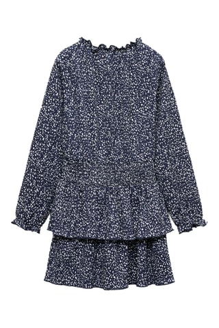Robe imprimée à volants - Bleu marine