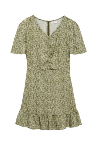 Robe à fleurs volantée - Vert