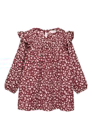 Robe à fleurs volantée - Grenat
