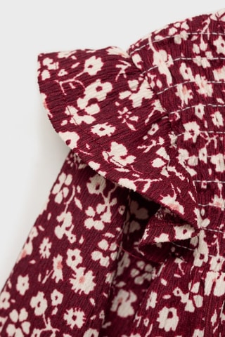 Robe à fleurs volantée - Grenat