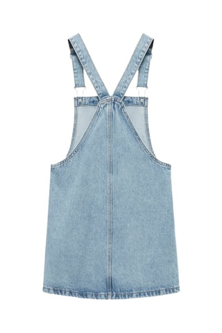 Robe chasuble courte en jean - Bleu