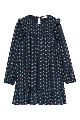 Robe à fleurs volantée - Bleu marine