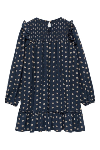 Robe à fleurs volantée - Bleu marine