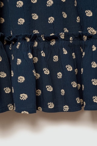 Robe à fleurs volantée - Bleu marine
