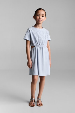Robe brodée ouvertures latérales - Ciel