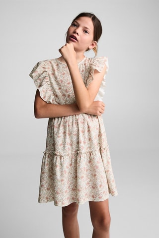 Robe paisley volants - Blanc cassé