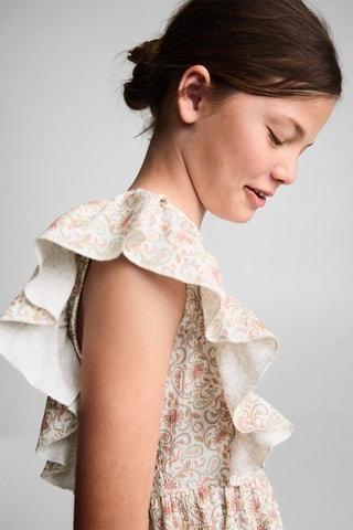 Robe paisley volants - Blanc cassé