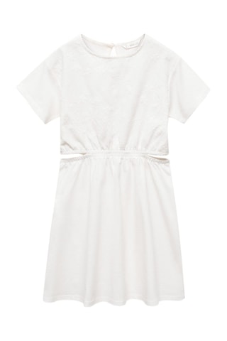 Robe brodée ouvertures latérales - Blanc cassé