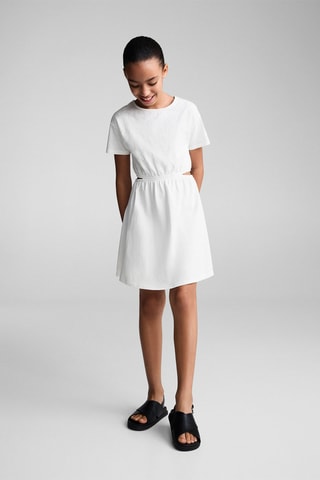 Robe brodée ouvertures latérales - Blanc cassé