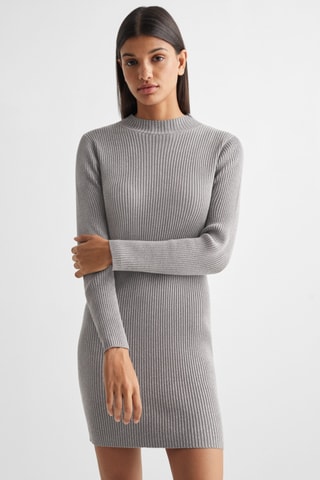 Robe maille côtelée Lurex - Gris