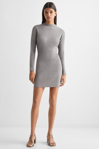 Robe maille côtelée Lurex - Gris