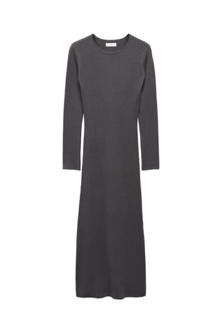 Robe midi maille côtelée - Gris