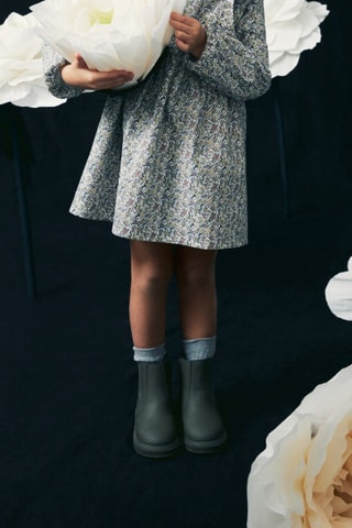 Robe imprimée à volants - Gris