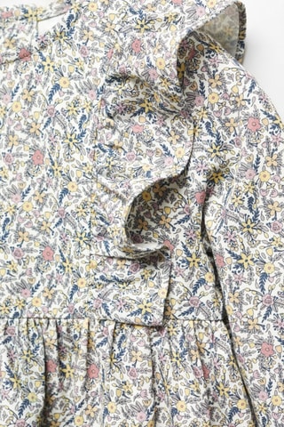 Robe imprimée à volants - Gris