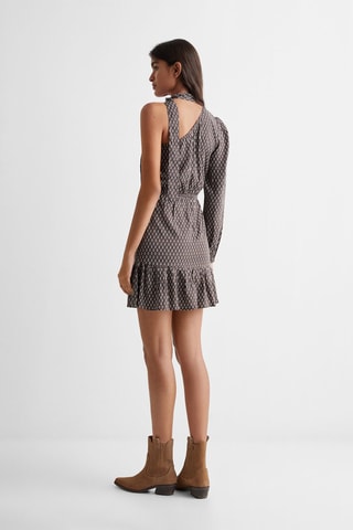 Robe asymétrique imprimée - Marron