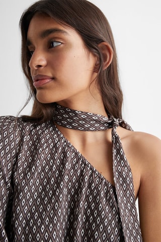 Robe asymétrique imprimée - Marron