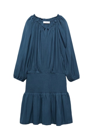 Robe froncée volants - Bleu marine