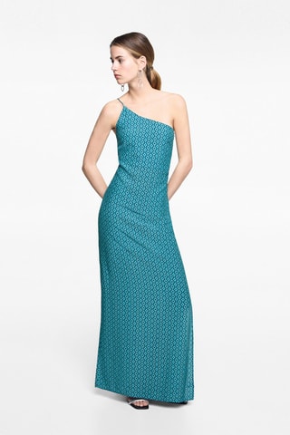 Robe asymétrique imprimée - Turquoise
