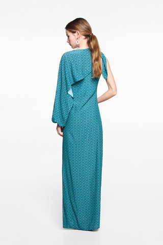 Robe asymétrique imprimée - Turquoise