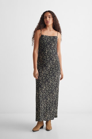 Robe midi imprimée - Noir