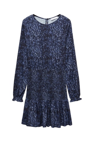 Robe froncée imprimée - Bleu