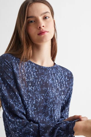 Robe froncée imprimée - Bleu