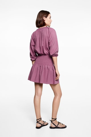 Robe froncée brodée - Violet