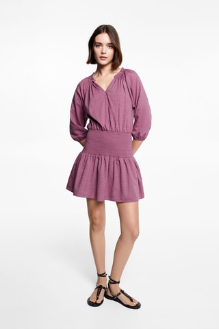 Robe froncée brodée - Violet