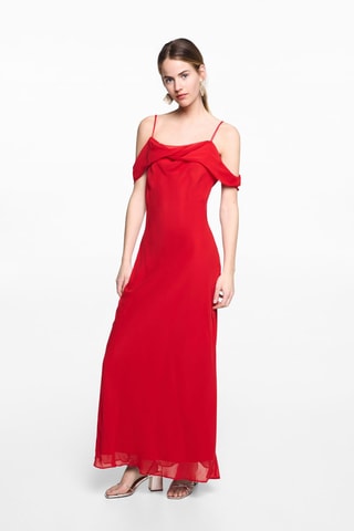 Robe midi épaules dénudées - Rouge