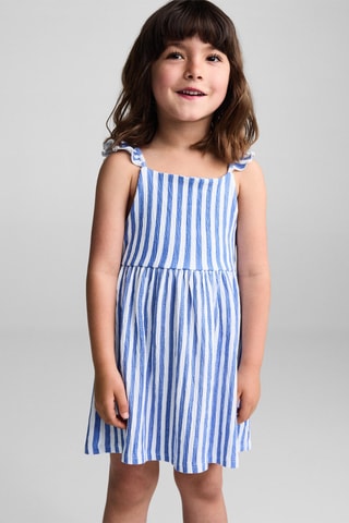 Robe rayée à volants - Porcelaine