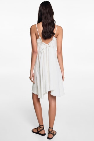 Robe bords effilochés - Blanc cassé