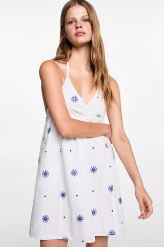 Robe brodée miroirs - Blanc cassé