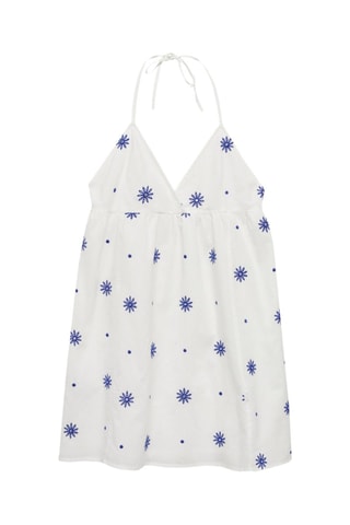 Robe brodée miroirs - Blanc cassé