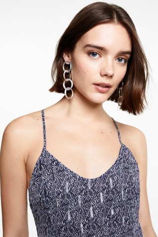 Robe imprimée ouvertures  - Bleu marine