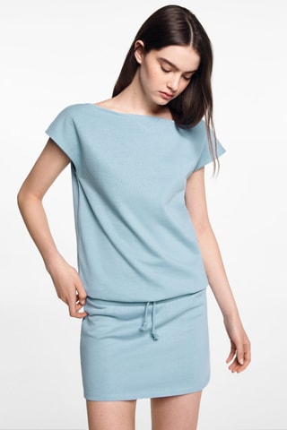Robe coton taille élastique - Bleu clair