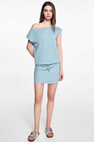 Robe coton taille élastique - Bleu clair