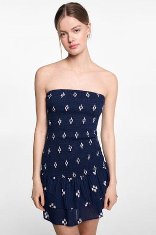 Robe froncée volants - Bleu marine