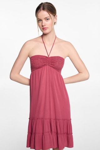 Robe courte à volants - Fraise