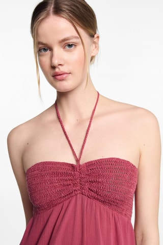 Robe courte à volants - Fraise