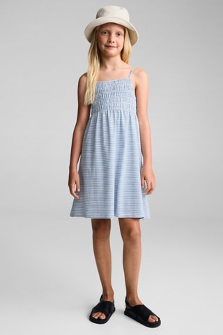 Robe froncée rayures - Bleu