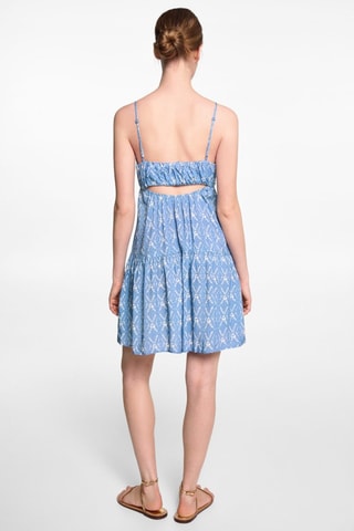 Robe imprimée à volants - Bleu