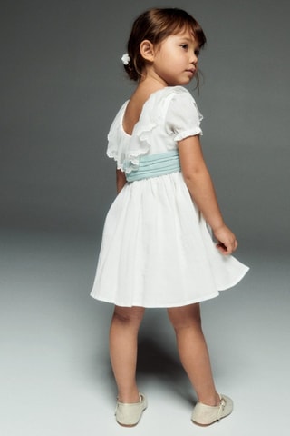 Robe coton tissu plissé - Blanc cassé