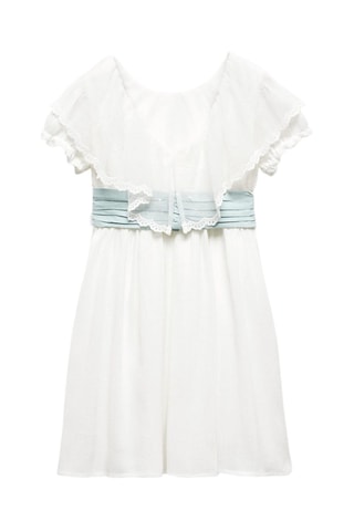 Robe coton tissu plissé - Blanc cassé
