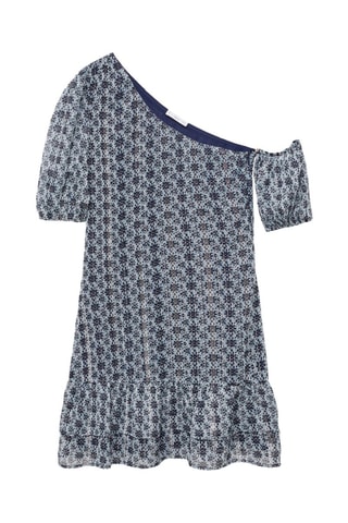 Robe asymétrique imprimée - Bleu marine
