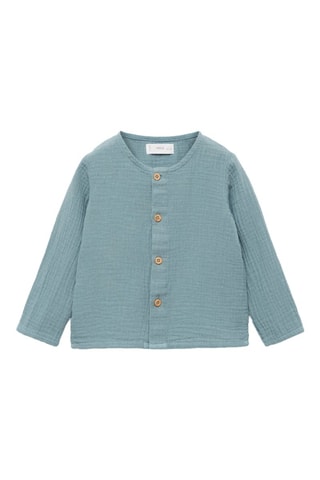 Chemise coton tissu plissé - Pétrole