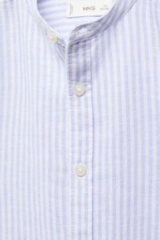 Chemise lin col mao rayures - Bleu clair