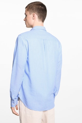 Chemise lin rayée - Bleu