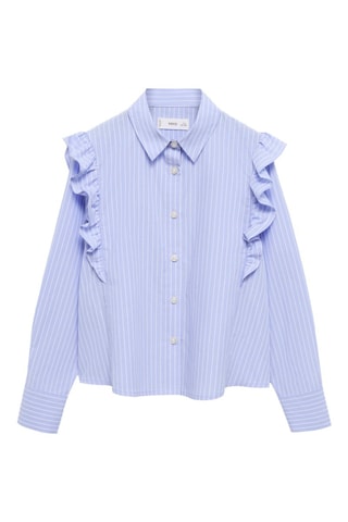 Chemise coton volantée - Bleu