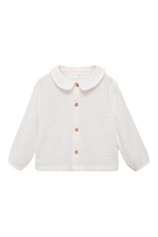 Chemise coton tissu plissé - Blanc cassé